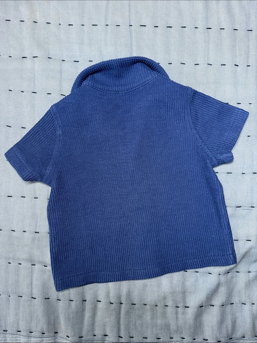 GAP Baby Short-Sleeve Button-Front Knit Shirt in Blue